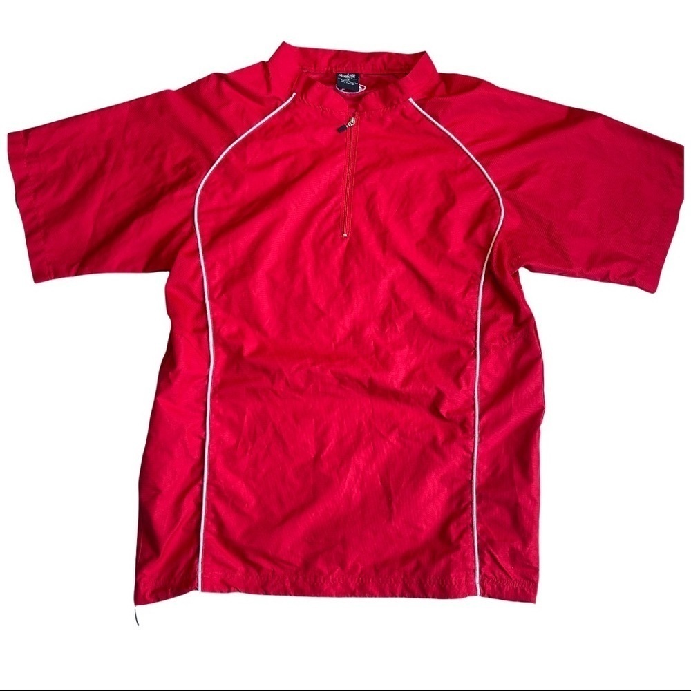 Rawlings Men’s 1/4 Zip Short Sleeved Red Wind Breaker Jacket